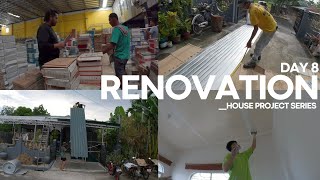 HOUSE RENOVATION PART 8 REPAINTING STEEL TRUSSES ROOFING amp FLOOR TILING [upl. by Jakoba]