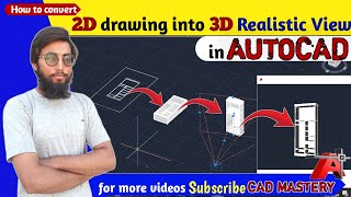 How to convert 2d elevation drawing into 3D Realistic View in AutoCAD [upl. by Wack]