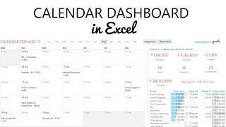 Calendar Dashboard in Excel [upl. by Erdnaek]