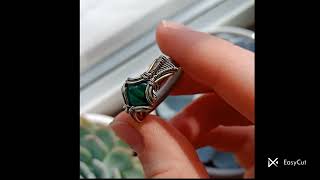 006 Каблучка з малахітом Wire wrapped celtic ring Malachite viking ring [upl. by Gustaf264]