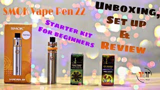 Smok Vape pen 22  Starter Kit for beginners  Unboxing Set up amp Review [upl. by Sailesh35]