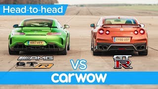 MercedesAMG GT R vs Nissan GTR DRAG RACE ROLLING RACE amp BRAKE TEST  HeadtoHead [upl. by Siulegroj]