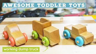 Making wooden toy cars and trucks  Beginner woodworking project [upl. by Inalel]