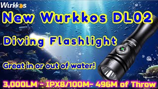 New Wurkkos DL02 Compact Diving Flashlight review with Beamshots and water test [upl. by Ermengarde]