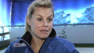 Chemmy Alcott  GBs No1 Skier tries Skiplex leaders in moving artificial ski slopes [upl. by Wrennie]