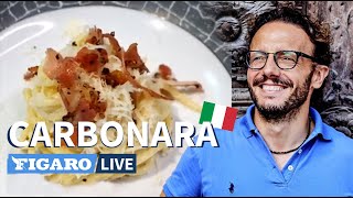 La vraie recette de spaghetti carbonara italienne par le chef Simone Zanoni 👨🏼‍🍳 [upl. by Latricia]