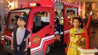 Fire Rescue amp Police Training At Kidzania Kids Pretend Play With Ckn Toys [upl. by Latreshia]