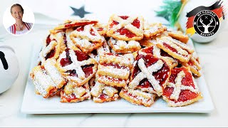 Linzer Cookies 🎄 German Christmas Baking 🎄 ✪ MyGermanRecipes [upl. by Elockcin]