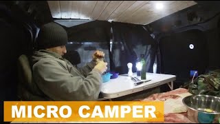 Cold Stealth Camping in Micro Camper Ford Transit Connect [upl. by Anotyal]