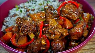 Traditional Jamaican Brown Stew Chicken Recipe  Homemade Browning [upl. by Perzan]