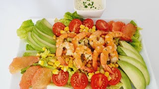 salade avocat crevettes pamplemousse et sa vinaigretterecette facile et rapide salade [upl. by Natelson]