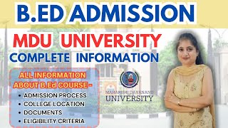 MDU University Complete  Bed Admission  Admission Process  All About MDU University admission [upl. by Melva62]