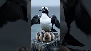 Beautiful Fulmar bird and babies on Rocky Outcrop During Coastal Storm birds trending cute [upl. by Georg]