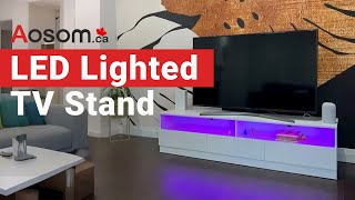 HOMCOM LED Lighted TV Stand for TVs up to 75quot  Aosom Canada Offer [upl. by Eniledam114]