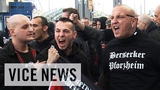 AntiIslamist Riots in Germany Hooligans Against Salafists [upl. by Aicertal766]