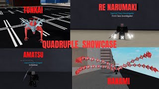 Quadruple showcase  Naru  amatasu  tonkai  Hanami  Ro ghoul  ROBLOX [upl. by Llyrpa]