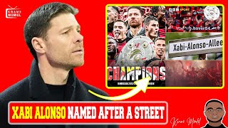 Xabi Alonso named after a street after winning Bayer Leverkusens first Bundesliga title [upl. by Ailahk]