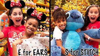 DISNEY Shopping in Alphabetical Order w Naiah and Elli Big Sis vs Little Sis [upl. by Ydneh]