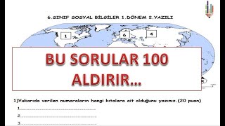 6SINIF SOSYAL BİLGİLER 1DÖNEM 2YAZILI [upl. by Errecart]