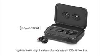 PowerBeat UltraLight True Wireless Stereo Earbuds with 5000mAh Power Bank [upl. by Ennoryt]