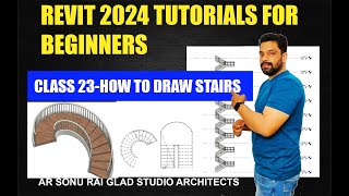 Revit Architecture 2024 tutorials for beginners II How to Draw Stairs class23 [upl. by Fafa278]