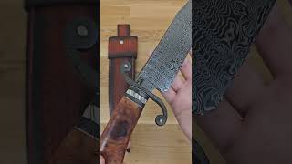 Damascus SGuard Bowie with Amboyna Burl by Stuart Smith [upl. by Scandura]