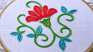 Hand Embroidery  KashmiriKashida Embroidery with Chain Stitch  Hand Embroidery Designs 36 [upl. by Nojid]