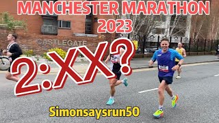 CAN I GO SUB 245 for the first time MANCHESTER MARATHON 2023 RACE VLOG [upl. by Pejsach]