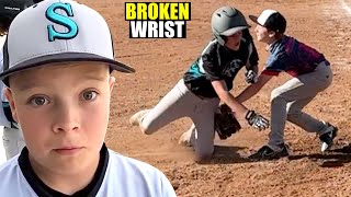 BROKEN WRIST SLIDING into HOME at BASEBALL TOURNAMENT [upl. by Arahat]