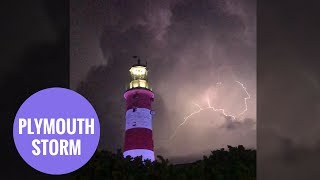 Terrifying lightning storms captured over Plymouth [upl. by Aiksa]