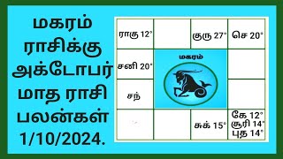 மகரம் ராசிக்கு அக்டோபர் மாத ராசி பலன்கள் magaram rasikku October matha rasi Palangal 1102024 [upl. by Chainey522]