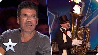 BUZZED OFF Krysztof Werkowicz’s BOLD as BRASS performance is on FIRE  Auditions  BGT 2020 [upl. by Llerraf114]