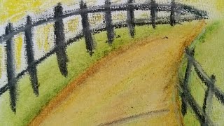 Easy roadside painting with oil pastels oilpastel art drawing [upl. by Aisatan]