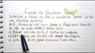 Língua Portuguesa Funções do vocábulo quotComoquot  Resolução de questão [upl. by Lail]