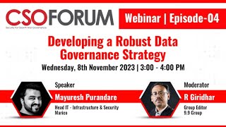 CSO Forum Webinar  Mayuresh Purandare Head  IT Infrastructure amp Security Marico  8th Nov 2023 [upl. by Atinrahs]