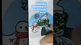 Drawing a snowy commission art button snow commission [upl. by Moraj]