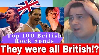 American Reacts Top 100 British Rock Songs Best British Rock Songs [upl. by Demmahom]