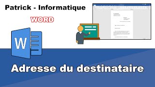 Tuto Word 2019  Placer ladresse du destinataire [upl. by Reace134]