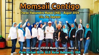 Momsaii Contigo  Line Dance Demo  Choreo  Roosamekto Mamek INA  August 2024 [upl. by Eryt]