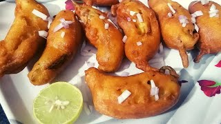 Mirchi Bajji Recipe  Stuffed Green Chilly Bajji  South Indian Snacks [upl. by Dorella]