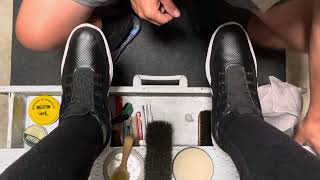 asmr  shoeshine women Niki’s tenis 👟 ready to relax 😌 let’s go 🛌 [upl. by Akeber]