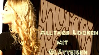 Meine Alltags Locken mit Glätteisen [upl. by Anhavas]