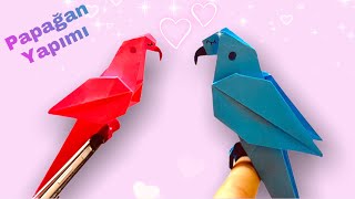 ORİGAMİ PAPAĞAN 🦜 Kağıttan Kuş Yapımı  ORİGAMİ PARROT [upl. by Alenoel]