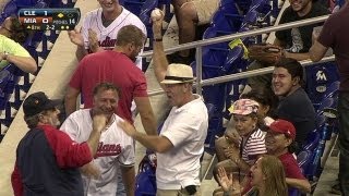 A fan makes a onehanded catch on foul ball [upl. by Atinehc]