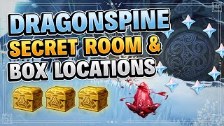 Dragonspine Secret Room amp Box Locations HIDDEN CRIMSON AGATE Genshin Impact Princess Priest Scribe [upl. by Nnylimaj]