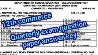 12th commerce quarterly exam question paper answer key english medium Villupuram district [upl. by Nnawaj]