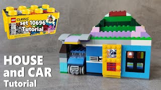 Lego Tutorial HOUSE WITH GARAGE AND CAR moc  LEGO Classic 10696 [upl. by Gabbey335]