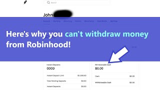 Cant withdraw money from Robinhood Heres why you have 0 on Withdrawable Cash EXPLANATION [upl. by Juliet]