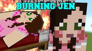 Minecraft GAMINGWITHJEN IS BURNING TRAPPED INSIDE JEN MiniGame [upl. by Conias]