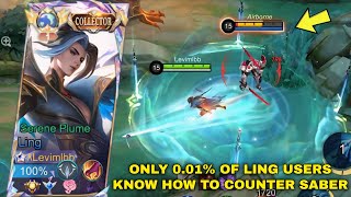 ONLY 001 OF LING USERS KNOW HOW TO COUNTER SABER USING LING MUST WATCH  Mobile Legends [upl. by Anileh]